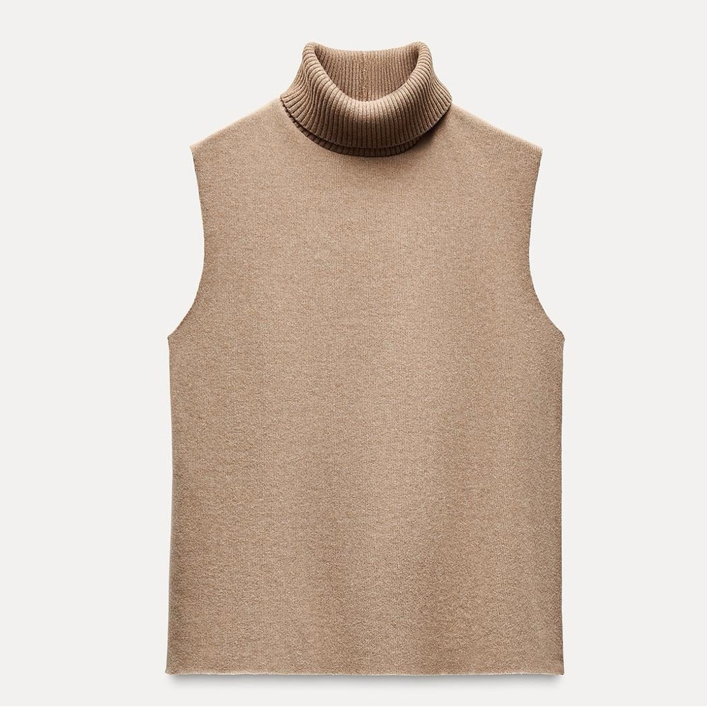 Women’s Zara Medium taupe sleeveless sweater - Picture 4 of 6